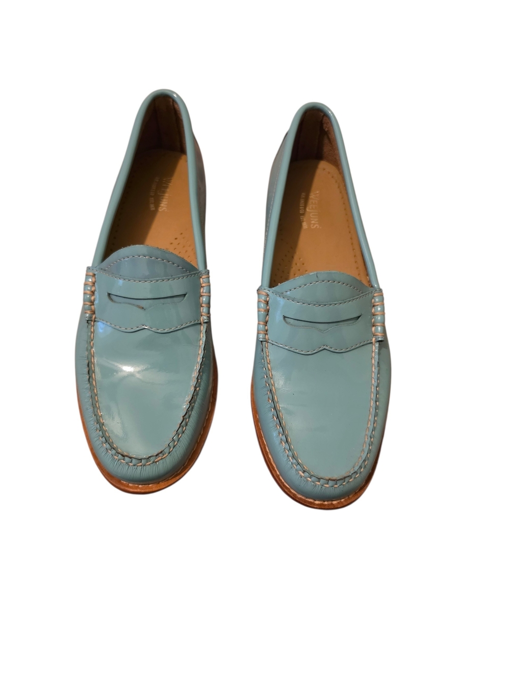 Weejuns Patent Leathet Light Blue/teal Leather Penny Loafers - 7
